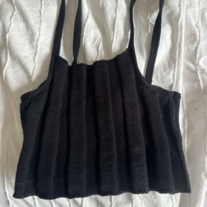 Urban Outfitters Black Ribbed Knit Crop Cami